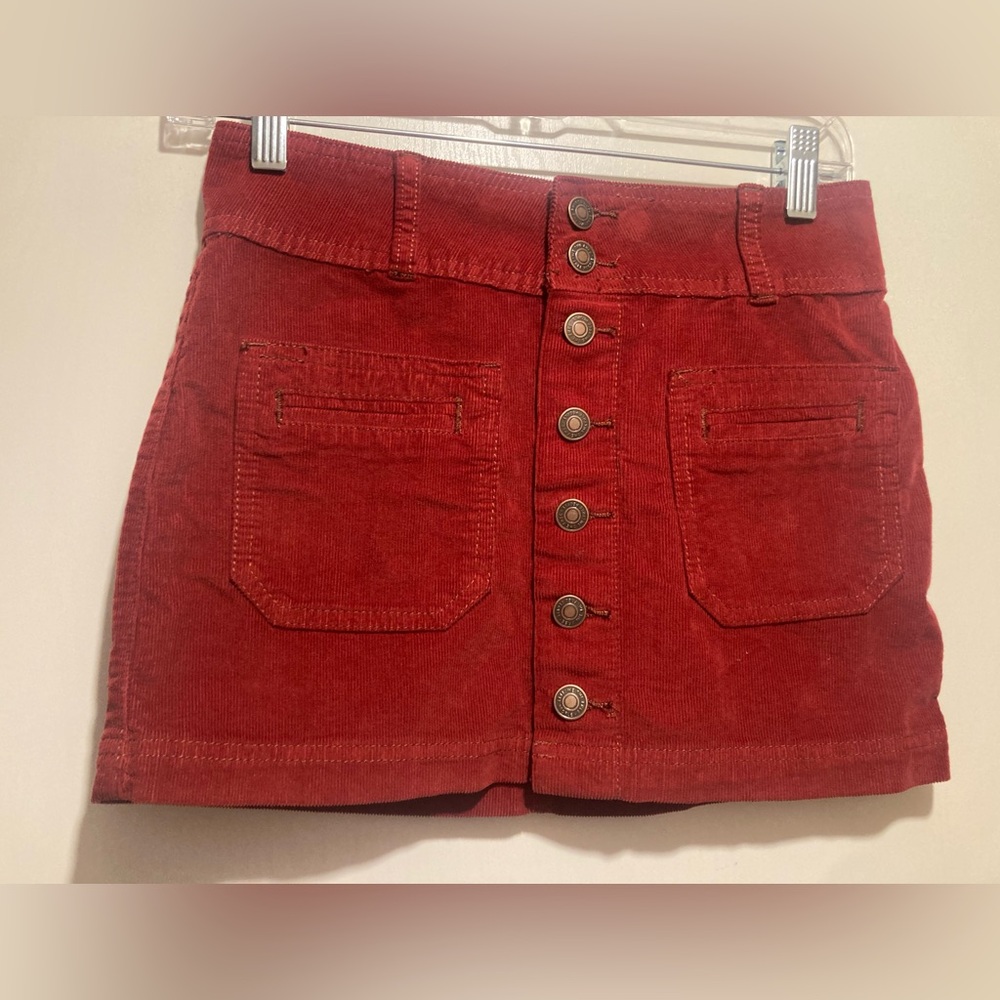 We The Free Cranberry Red corduroy Mini Skirt